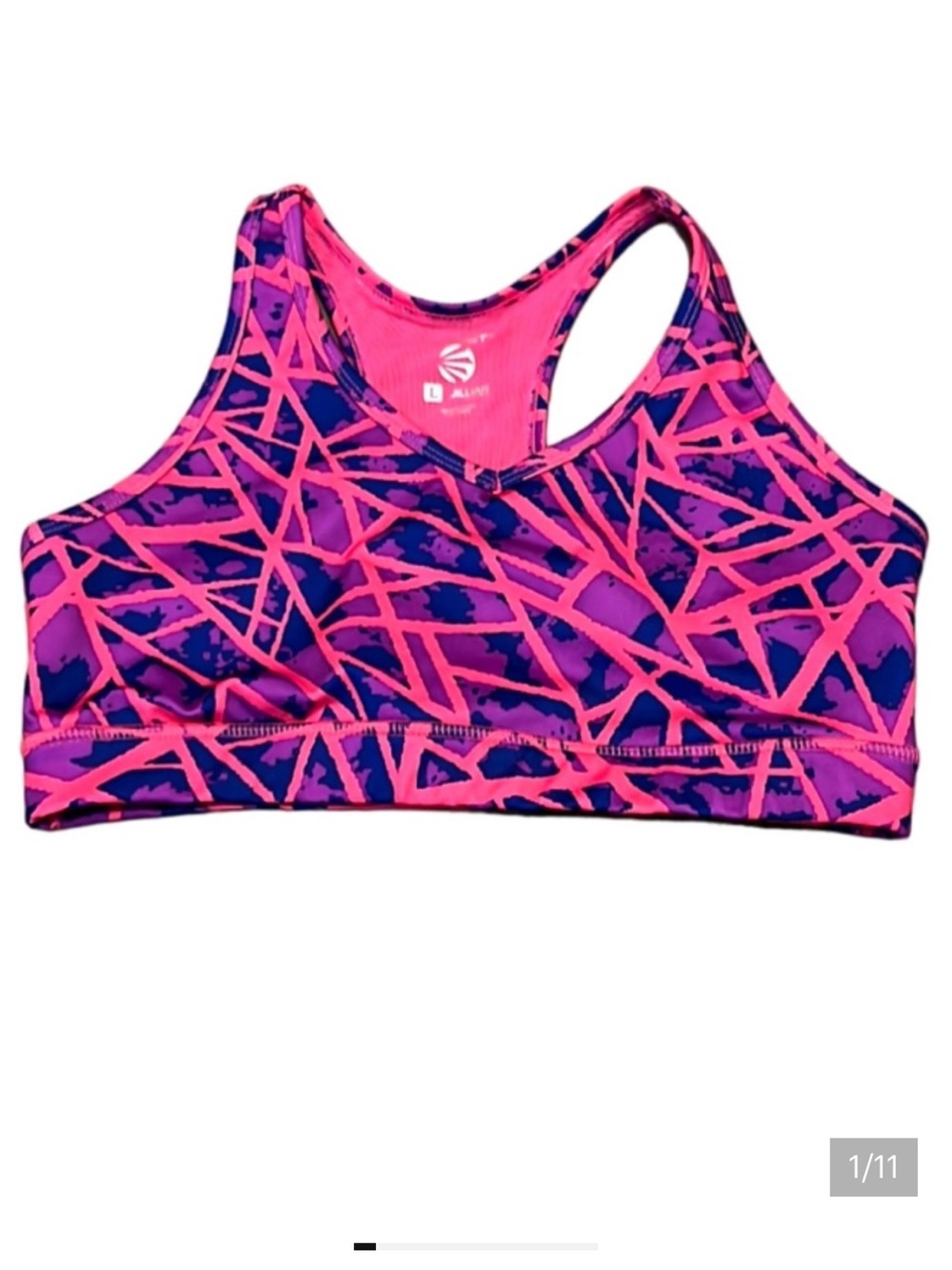 Jillian Michaels Impact Sports Bra Low Impact Size Large Hot Pink Purple